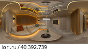Spherical 360 seamless panorama projection Interior modern design room 3D illustration. Стоковая иллюстрация, иллюстратор Hemul / Фотобанк Лори