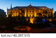 Metropole opera and Theater House at the Place de la Comedie after sunset. Metz, France. Стоковое фото, фотограф Яков Филимонов / Фотобанк Лори