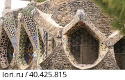 Crypt of Colonia Guell, modernist architectural masterpiece designed by famous architect Antoni Gaudi. Major tourist attractions of Catalonia. Стоковое видео, видеограф Яков Филимонов / Фотобанк Лори