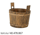 Деревянная бадья на белом фоне. Wooden bucket isolated on white background. Стоковое фото, фотограф Татьяна Д / Фотобанк Лори