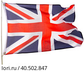 Flag of united kingdom flying over white. Стоковое фото, фотограф Яков Филимонов / Фотобанк Лори