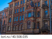 Fragment of the profitable house of N.N. Nikonov, 1899-1900. St. Petersburg, Kolokolnaya Street, 11 (2019 год). Редакционное фото, фотограф Анна Кривицкая / Фотобанк Лори