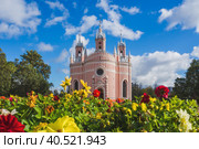 Pink Church. Chesme Neo-Gothic church in St. Petersburg (2018 год). Стоковое фото, фотограф Саблин Станислав / Фотобанк Лори