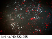Black background with red, white, gray and blue strokes, dashes, stains and scuffs. A ray of light. Стоковое фото, фотограф Юлия Петровская / Фотобанк Лори