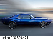 Blue Sports American Retro Car Chevrolet Camaro. 1968 Chevy Camaro RS/SS. Стоковое фото, фотограф Iva Noel / Фотобанк Лори