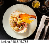 Peruvian food: Fish ceviche on white plate. Стоковое фото, фотограф Яков Филимонов / Фотобанк Лори