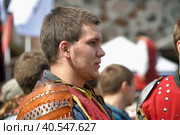 Knights in military uniforms at the Festival of the historical reconstruction of the Middle Ages "Vyborg Castle" (2014 год). Редакционное фото, фотограф Анна Кривицкая / Фотобанк Лори