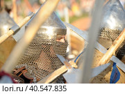 Knights in armor during the battle at the Russian Fortress festival of historical reconstruction (2012 год). Редакционное фото, фотограф Анна Кривицкая / Фотобанк Лори