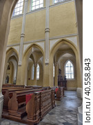 The transept with organ of the Cathedral of Assumption of Our Lady and Saint John the Baptist . Church is UNESCO World Heritage Site (2016 год). Редакционное фото, фотограф Анна Кривицкая / Фотобанк Лори
