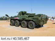 Волгоградская область, Средняя Ахтуба, Россия. Военная техника, плавающий бронетранспортёр БТР-82 в парке Патриот. (2021 год). Редакционное фото, фотограф Андрей Цыганков / Фотобанк Лори