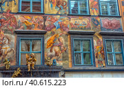 Duke court baroque building facade  in downtown on Herrengasse street. Graz is the capital of federal state of Styria and second largest city in Austria. (2018 год). Редакционное фото, фотограф Анна Кривицкая / Фотобанк Лори