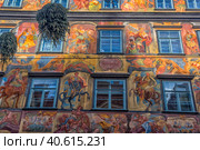 Duke court baroque building facade  in downtown on Herrengasse street. Graz is the capital of federal state of Styria and second largest city in Austria. (2018 год). Редакционное фото, фотограф Анна Кривицкая / Фотобанк Лори