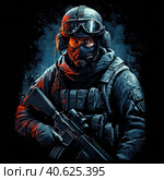 Spetsnaz illustration for a print on clothes. Generative AI. Стоковое AI-изображение, AI-художник Ирина Ручушкина / Фотобанк Лори
