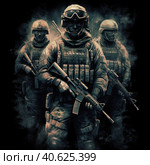 Spetsnaz illustration for a print on clothes. Generative AI. Стоковое AI-изображение, AI-художник Ирина Ручушкина / Фотобанк Лори