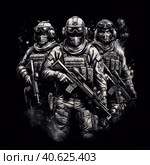 Spetsnaz illustration for a print on clothes. Generative AI. Стоковое AI-изображение, AI-художник Ирина Ручушкина / Фотобанк Лори