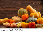 Autumn harvest of pumpkins and other vegetables. Стоковое фото, фотограф Сергей Толмачёв / Фотобанк Лори