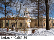 View of the Chinese Village in the Alexander Park of Tsarskoye Selo on a sunny winter day, Pushkin, St. Petersburg, Russia. Стоковое фото, фотограф Ula Ulachka / Фотобанк Лори