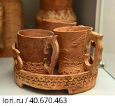 Jugs of birch bark. Стоковое фото, фотограф Анна Кривицкая / Фотобанк Лори