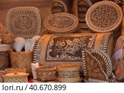 Handicrafts made of birch bark. Стоковое фото, фотограф Анна Кривицкая / Фотобанк Лори