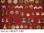 Medieval-style jewelry with Slavic and Scandinavian symbols. Стоковое фото, фотограф Анна Кривицкая / Фотобанк Лори