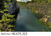 Famous beautiful marble quarry Ruskeala. Стоковое фото, фотограф Анна Кривицкая / Фотобанк Лори