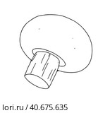 Mushroom champignon food nature plant doodle linear cartoon coloring. Стоковая иллюстрация, иллюстратор Вахминцева Ольга / Фотобанк Лори