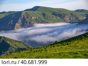 Утренний туман в горах Кавказа (2023 год). Стоковое фото, фотограф Анна Карасева / Фотобанк Лори