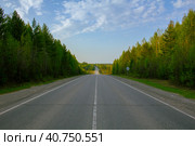 Автомобильная двухполосная трасса. Стоковое фото, фотограф Илья Юрукин / Фотобанк Лори