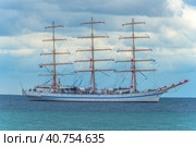 "Khersones" - training three-masted frigate, training base of the Sevastopol branch of the State Maritime University. Admiral F.F.Ushakov. (2021 год). Редакционное фото, фотограф Анна Кривицкая / Фотобанк Лори