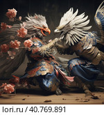 Two eagles fight each other. Стоковое AI-изображение, AI-художник Кирилл Черезов / Фотобанк Лори