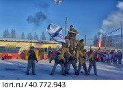 Demonstration performance of the Russian Army landing troops in honor of the Day of the Defender of the Fatherland (2018 год). Редакционное фото, фотограф Анна Кривицкая / Фотобанк Лори