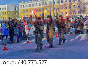 Demonstration performance of the Russian Army landing troops in honor of the Day of the Defender of the Fatherland (2018 год). Редакционное фото, фотограф Анна Кривицкая / Фотобанк Лори