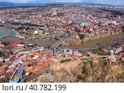 Drone view of the residential areas of the city of Tbilisi. Стоковое фото, фотограф Яков Филимонов / Фотобанк Лори