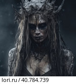A norse scandinavian goddess Hel with a crown on her head. Generative AI image. Стоковое AI-изображение, AI-художник Сергей Старуш / Фотобанк Лори