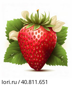 Strawberry berry isolated on white. Illustration AI Generative. Стоковое AI-изображение, AI-художник Юлия Гапеенко / Фотобанк Лори