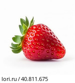 Strawberry berry isolated on white. Illustration Generative AI. Стоковое AI-изображение, AI-художник Юлия Гапеенко / Фотобанк Лори