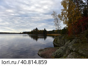 Mon repos is rocky landscape Park on the shore of the Bay of Protective Vyborg Bay, Northern part of city Vyborg in Leningrad region (2017 год). Стоковое фото, фотограф Анна Кривицкая / Фотобанк Лори