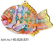 Cute doodle Taiyaki fish bread element. Isolated on white background. Стоковая иллюстрация, иллюстратор Наталья Андрейченко / Фотобанк Лори
