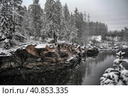 River Canyon and rocks in winter. Стоковое фото, фотограф Анна Кривицкая / Фотобанк Лори