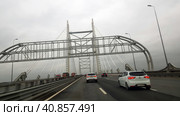 Western high-speed diameter is an intracity toll highway in St. Petersburg. (2020 год). Редакционное фото, фотограф Анна Кривицкая / Фотобанк Лори