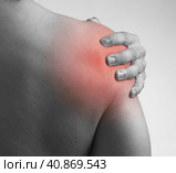 Man suffering from acute pain in shoulder. Стоковое фото, фотограф Elnur / Фотобанк Лори