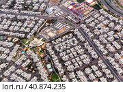 Aerial view of residential buildings, squares and streets of cities Abu Dhabi. United Arab Emirates. Стоковое фото, фотограф Евгений Ткачёв / Фотобанк Лори