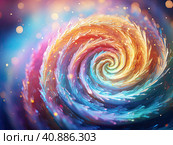 Abstract spiral in rainbow colors in space. Стоковое AI-изображение, AI-художник Ярославский Максим / Фотобанк Лори