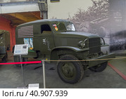 Радийный фургон Chevrolet K51 Panel Van на базе полноприводного грузовика Chevrolet G506, 1943 год. Машина использовалась в Советской армии. Музей военной техники "Моторы войны", Москва. (2023 год). Редакционное фото, фотограф Сергей Рыбин / Фотобанк Лори
