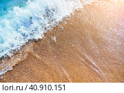 Blue soft waves roll on the Golden sand. Стоковое фото, фотограф Стас Пересыпкин / Фотобанк Лори