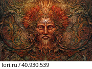 Image of the ancient Slavic pagan god of the sun Yarilo, watercolor style, Generative AI. Стоковое AI-изображение, AI-художник Анна Кривицкая / Фотобанк Лори