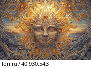 Image of the ancient Slavic pagan god of the sun Yarilo, watercolor style, Generative AI. Стоковое AI-изображение, AI-художник Анна Кривицкая / Фотобанк Лори
