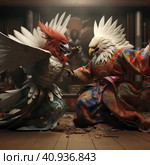Two eagles fight each other. Стоковое AI-изображение, AI-художник Кирилл Черезов / Фотобанк Лори