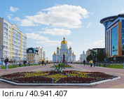 Saransk, Mordovia, Russia. 05.06.2023. The Cathedral of Saint Feodor Ushakov in Saransk, consecrated in 2009, Russia. It is named in honour of the Russian saint and admiral Fyodor Ushakov. Редакционное фото, фотограф Оксана Медведева / Фотобанк Лори