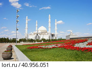 Hazret Sultan Mosque In Astana on a sunny summer day (2023 год). Стоковое фото, фотограф Виктория Тельминова / Фотобанк Лори